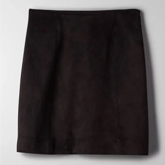 Aritzia Babaton Vegan Suede Modern Mini Skirt Black Size 2 - Picture 4 of 10